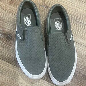 Vans Slip On Skate Shoes  - Suede Olive Green Mens Sz 9 Sneakers